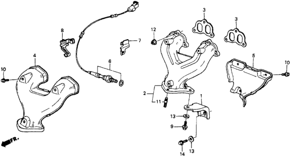 1986 Honda CRX Exhaust Manifold (PGM-FI) Diagram