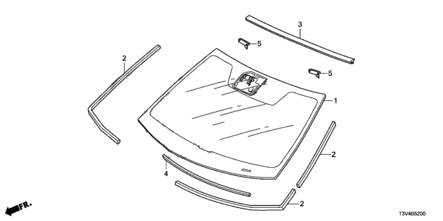 2014 Honda Accord Glass Set, Front Windshield Diagram for 73111-T3V-A22