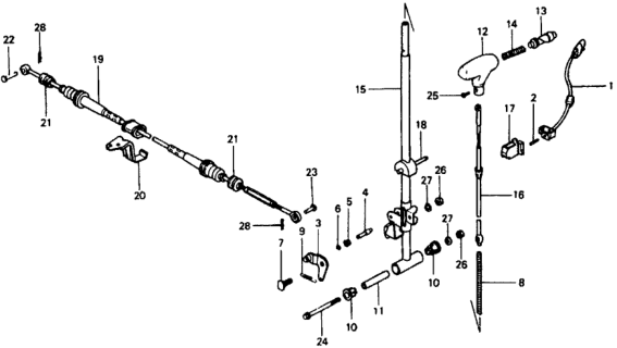 1977 Honda Civic Knob, Select Lever Diagram for 54131-657-405