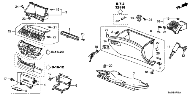 2009 Honda Accord Panel Assy., Center Outlet *YR334L* (US TAUPE GUN METALLIC) Diagram for 77611-TA0-A01ZB