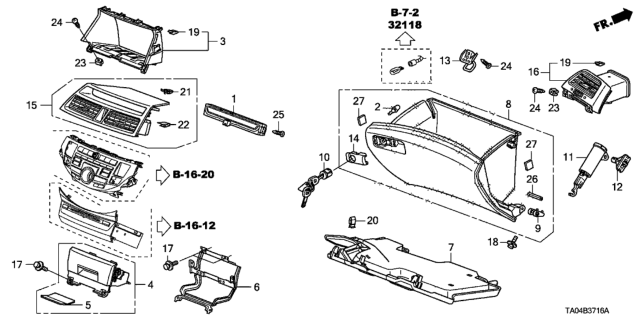 2011 Honda Accord Instrument Panel Garnish (Passenger Side) Diagram