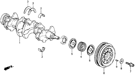 1987 Honda CRX 2 Door HF KA 5MT Crankshaft Diagram