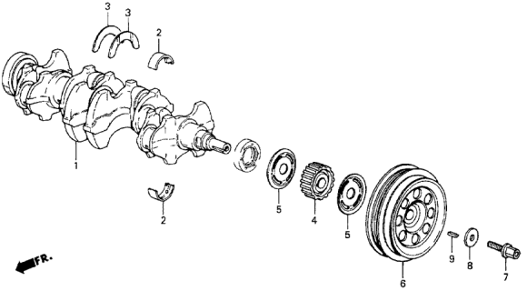 1986 Honda CRX Pulley, Crankshaft Diagram for 38921-PE1-722