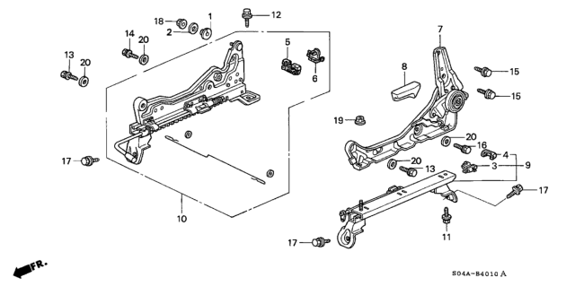 2000 Honda Civic Front Seat Components (Driver Side) Diagram