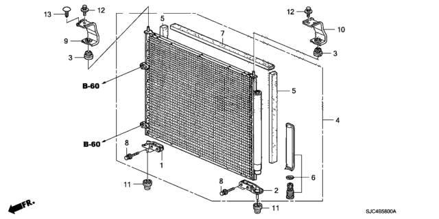 2013 Honda Ridgeline Condenser Diagram for 80110-SJC-A01