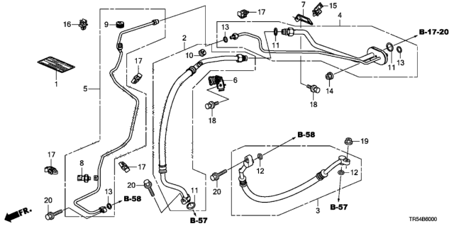 2012 Honda Civic 4 Door GX (NAVIGATION) KA 5AT A/C Hoses - Pipes Diagram