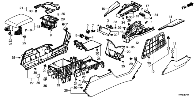 2017 Honda Clarity Electric FR Console *NH1039L* Diagram for 77297-TRV-A01ZA