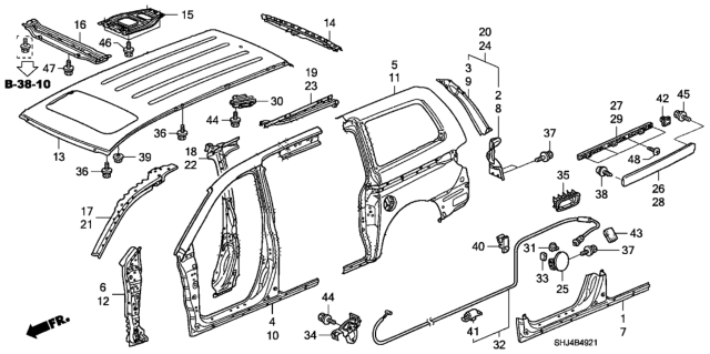 2010 Honda Odyssey Outlet Assy., RR. Air Diagram for 75450-T2A-A11