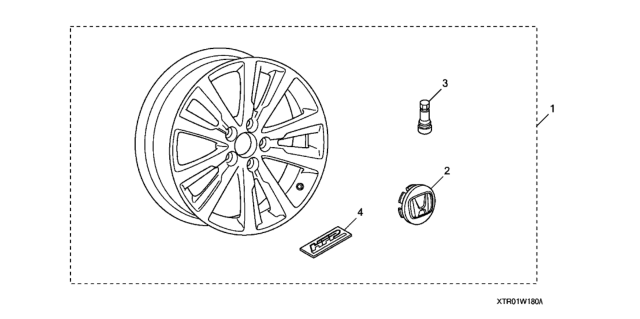 2014 Honda Civic 2 Door SI (HPT/NAVIGATION) KA 6MT Alloy Wheel (18") Diagram