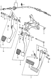 1983 Honda Accord 3 Door LX KH HMT Brake Pedal - Clutch Pedal Diagram