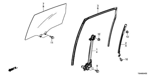 2014 Honda CR-V Glass Assy,R RR D Diagram for 73400-T0G-A10