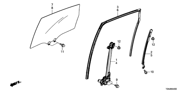 2014 Honda CR-V Regulator Assembly Right Rear Door Diagram for 72710-T0A-A01