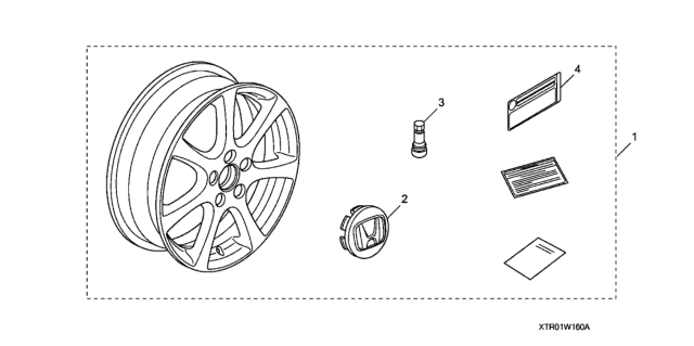 2014 Honda Civic 2 Door EX (NAVIGATION) KA CVT Alloy Wheel (16") Diagram