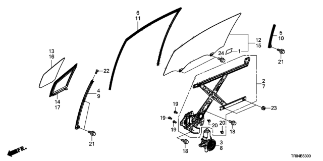 2012 Honda Civic Glass Assy., L. FR. Door (Coo)(Green) (Nippon Safety) Diagram for 73350-TR0-305