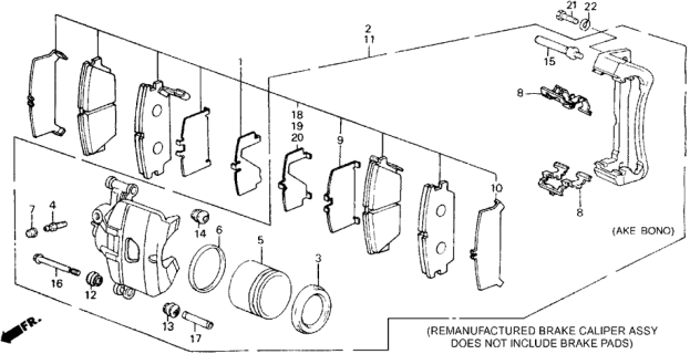 1989 Honda Accord 2 Door DX KA 5MT Front Brake Caliper Diagram