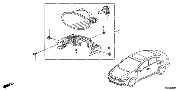 2015 Honda Civic Bracket Unit, L. Diagram for 33952-TR0-A51