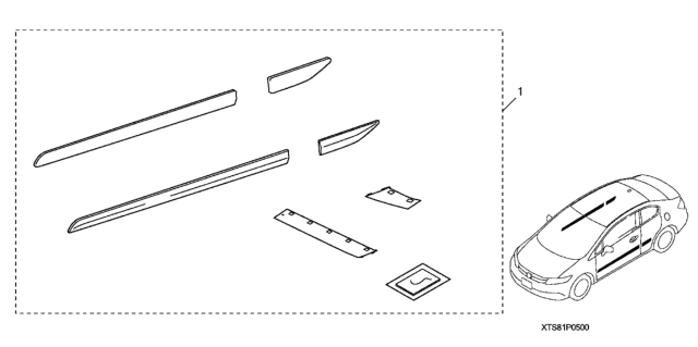 2012 Honda Civic 2 Door EX KA 5MT Body Side Molding Diagram