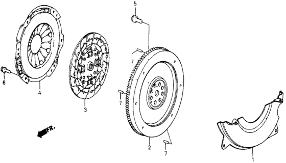 1985 Honda CRX Clutch - Flywheel Diagram