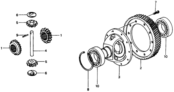 1977 Honda Civic HMT Differential Gear Diagram