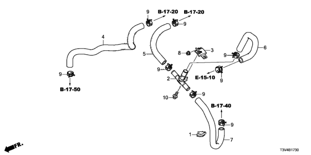 2014 Honda Accord Pipe, Three Way Joint Diagram for 79711-T3V-A01