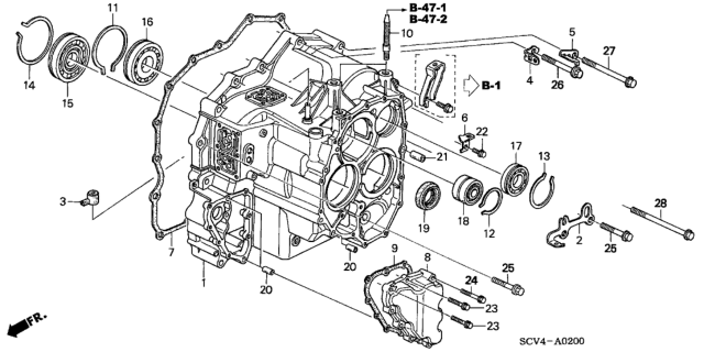 2005 Honda Element AT Transmission Case Diagram