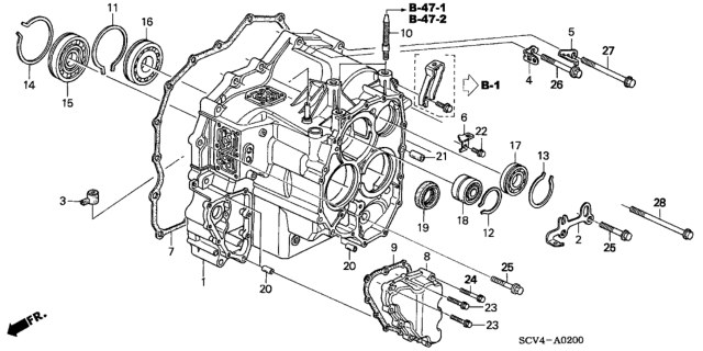 2004 Honda Element Hanger, Transmission Diagram for 21231-PZK-000