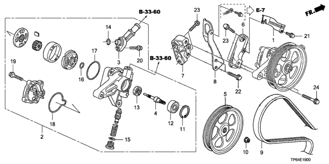 2010 Honda Crosstour 5 Door EXL (4WD) KA 5AT P.S. Pump - Bracket (V6) Diagram