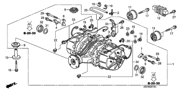 2003 Honda Pilot 5 Door EX KA 5AT Rear Differential Diagram