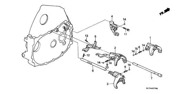 1989 Honda Civic Spring, Shift Fork Setting Diagram for 24455-PG1-300