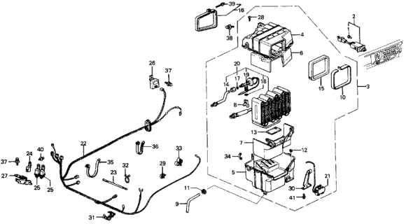 1984 Honda Civic 5 Door DX KA 5MT A/C Cooling Unit (Sanden) Diagram