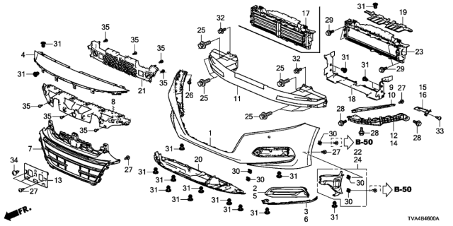 2018 Honda Accord Front Bumper Diagram