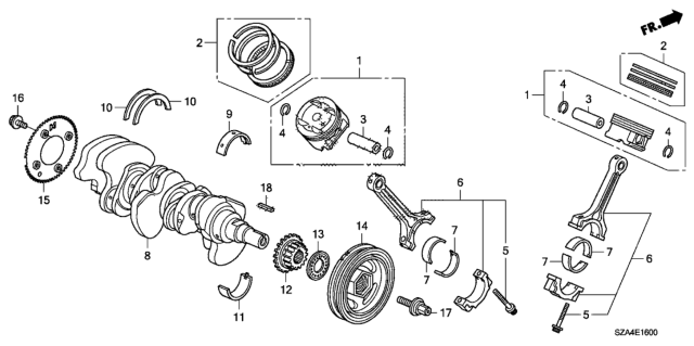2012 Honda Pilot Ring Set, Piston (Os 0.25) (Riken) Diagram for 13021-R70-A11