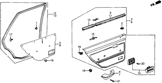 1984 Honda Civic Weatherstrip, L. RR. Door Diagram for 76885-SB6-010