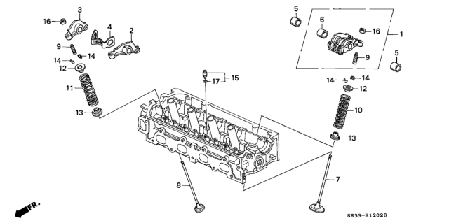 1994 Honda Civic 3 Door SI (ABS) KA 5MT Valve - Rocker Arm Diagram