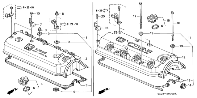 1996 Honda Odyssey Cylinder Head Cover Diagram