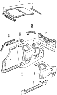 1982 Honda Prelude Flange, R. Roof Drip Diagram for 70356-692-300ZZ