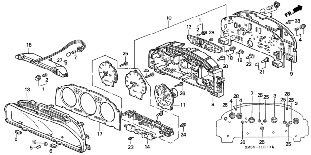 1991 Honda Accord Panel, Speedometer/Tachometer And Print Diagram for 78120-SM5-A01