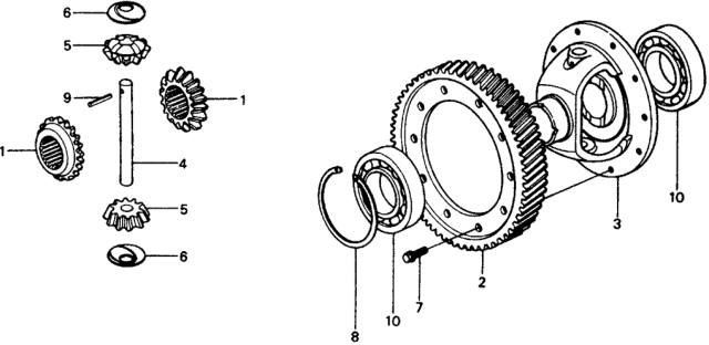 1979 Honda Civic 2 Door ** KA 4MT MT Differential Gear Diagram
