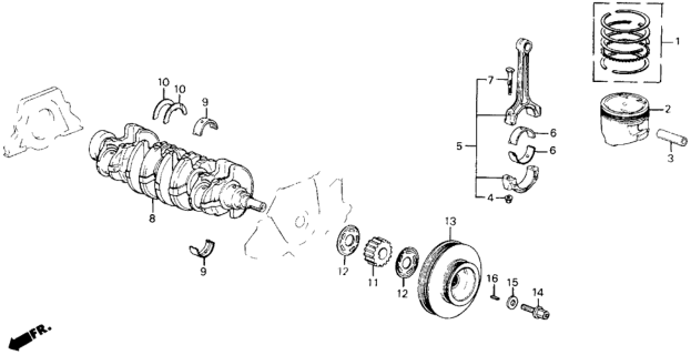 1988 Honda Prelude Piston (Over Size) (0.25) Diagram for 13103-PK1-000