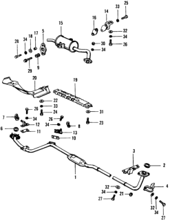 1975 Honda Civic 3 Door ** (1200) ** HMT Exhaust Pipe - Muffler Diagram