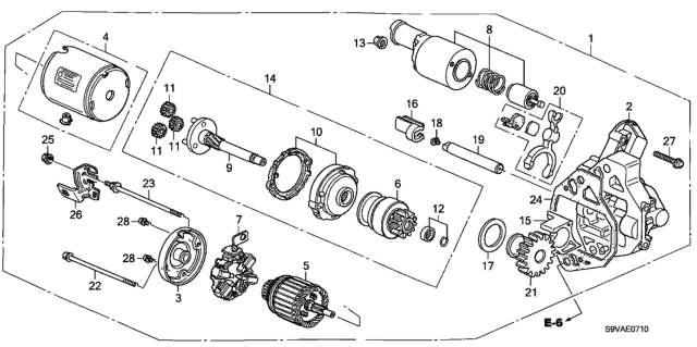 2008 Honda Pilot 5 Door LX-VP (2WD) KA 5AT Starter Motor (Mitsubishi) Diagram