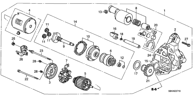 2008 Honda Pilot Starter Motor (Mitsubishi) Diagram