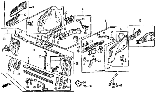 1986 Honda Civic Frame, Bulkhead (Upper) Diagram for 60841-SB6-660ZZ