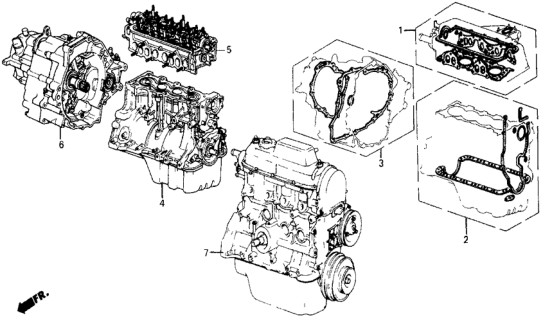 1987 Honda Civic Engine Assy., Bare (D15A2012) Diagram for 10001-PE1-672KA