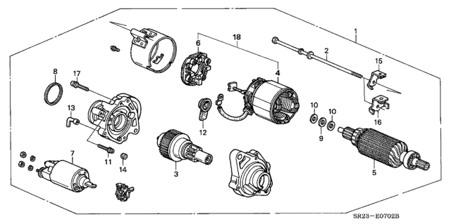 1994 Honda Del Sol 2 Door S KA 5MT Starter Motor (Mitsuba) Diagram