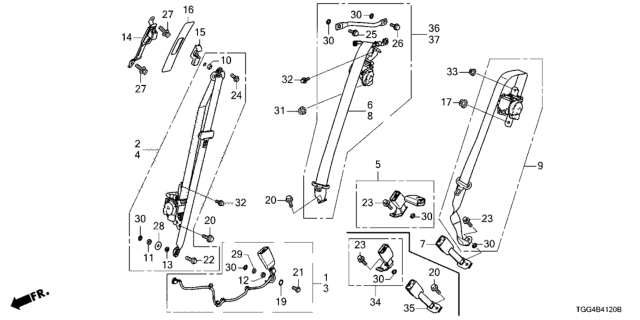 2017 Honda Civic Buckle Set, L. FR. Seat Belt *NH900L* (DEEP BLACK) Diagram for 04816-TGG-A50ZA