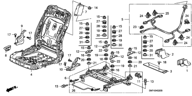 2008 Honda Civic Front Seat Components (Passenger Side) Diagram