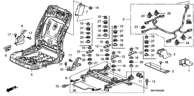 2010 Honda Civic Front Seat Components (Passenger Side) Diagram