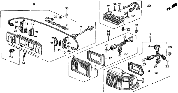 1988 Honda Civic Housing, L. Diagram for 34113-SH5-A01