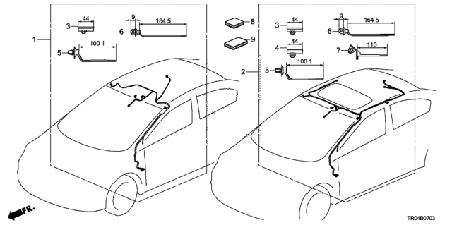 2012 Honda Civic Wire, Interior Diagram for 32155-TR0-A10